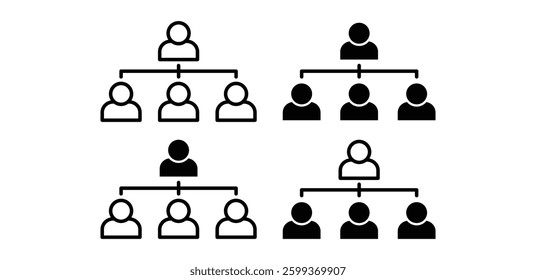 Organization Chart Icons Showing Hierarchy Structure Vector Design Illustration