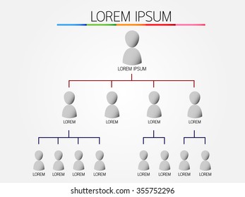 Organization chart infographic, people icon, hierarchy pyramid concept, vector illustration.