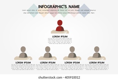 Organization chart infographic, people icon, hierarchy pyramid concept, vector illustration, for presentations, brochures, banners, website graphics.