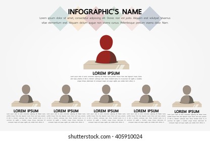 Organization chart infographic, people icon, hierarchy pyramid concept, vector illustration, for presentations, brochures, banners, website graphics.