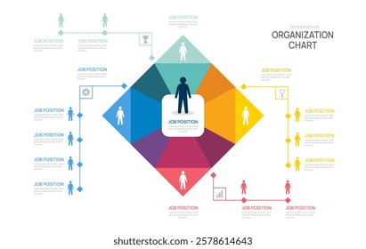organization chart Infographic square template for with business avatar icons. vector illustration.