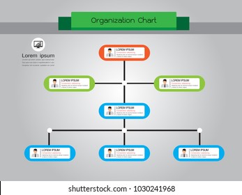 Organization Chart Infographics with People Icon and Abstract Line, Business Structure, Hierarchy of employees, org  Vector Illustration.