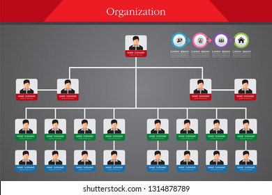 Organization Chart Infographics with People Icon and Abstract Line, Business Structure, Hierarchy of employees, org  Vector Illustration.