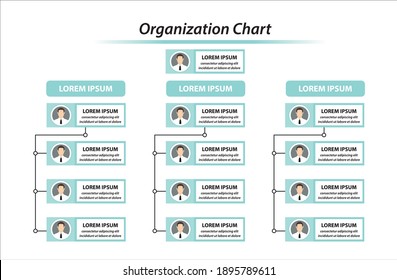 Organization Chart Infographics With People Icon And Abstract Line, Business Structure, Hierarchy Of Employees, Org  Vector Illustration.