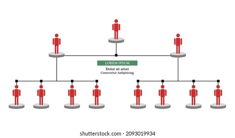 Organization Chart Infographics with People Icon and Abstract Line, Business Structure, Hierarchy of employees, org  Vector Illustration.