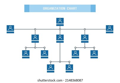 Organization Chart Infographics with People Icon and Abstract Line, Business Structure, Hierarchy of employees, org  Vector Illustration.