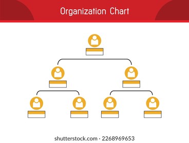 Organization Chart Infographics with People Icon and Abstract Line, Business Structure, Hierarchy of employees, org  Vector Illustration.