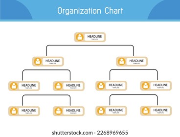 Organization Chart Infographics with People Icon and Abstract Line, Business Structure, Hierarchy of employees, org  Vector Illustration.