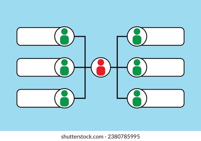 Organization Chart Infographics with People Icon and Abstract Line, Business Structure, Hierarchy of employees, org  Vector Illustration.