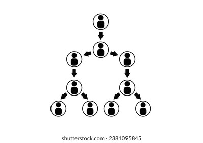 Organization Chart Infographics with People Icon and Abstract Line, Business Structure, Hierarchy of employees, org  Vector Illustration.