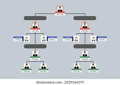 Organization Chart Infographics with People Icon and Abstract Line, Business Structure, Vector Illustration