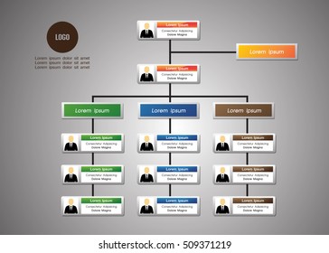 Organization Chart Infographics with People Icon and Abstract Line, Business Structure, Hierarchy of employees, org  Vector Illustration.