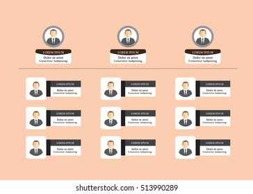 Organization Chart Infographics with People Icon and Abstract Line, Business Structure, Vector Illustration