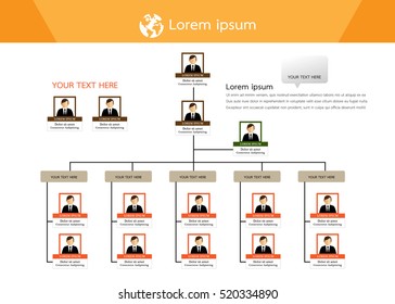 Organization Chart Infographics with People Icon and Abstract Line, Business Structure, Hierarchy of employees, org  Vector Illustration.