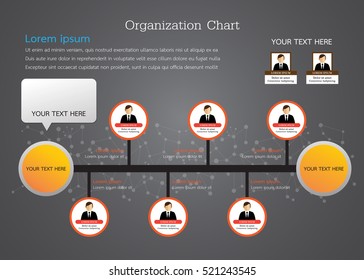 Organization Chart Infographics with People Icon and Abstract Line, Business Structure, Hierarchy of employees, org  Vector Illustration.