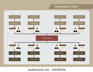 Organization Chart Infographics with People Icon and Abstract Line, Business Structure, Hierarchy of employees, org  Vector Illustration.