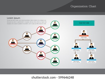 Organization Chart Infographics with People Icon and Abstract Line, Business Structure, Hierarchy of employees, org  Vector Illustration.