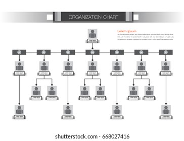 Organization Chart Infographics with People Icon and Abstract Line, Business Structure, Hierarchy of employees, org  Vector Illustration.