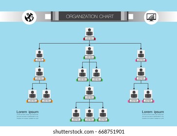 Organization Chart Infographics with People Icon and Abstract Line, Business Structure, Hierarchy of employees, org  Vector Illustration.