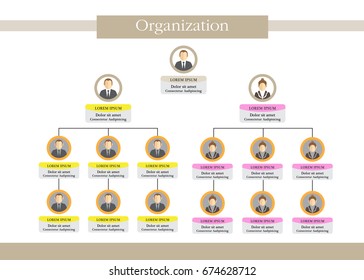 Organization Chart Infographics with People Icon and Abstract Line, Business Structure, Hierarchy of employees, org  Vector Illustration.