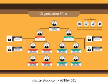 Organization Chart Infographics with People Icon and Abstract Line, Business Structure, Hierarchy of employees, org  Vector Illustration.