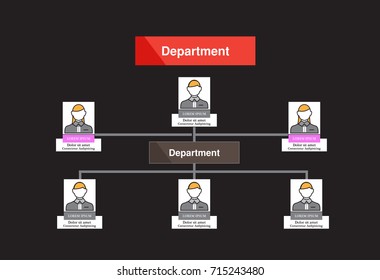 Organization Chart Infographics with People Icon and Abstract Line, Business Structure, Hierarchy of employees, org  Vector Illustration.