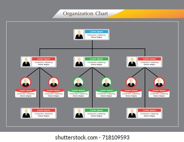 Organization Chart Infographics with People Icon and Abstract Line, Business Structure, Hierarchy of employees, org  Vector Illustration.