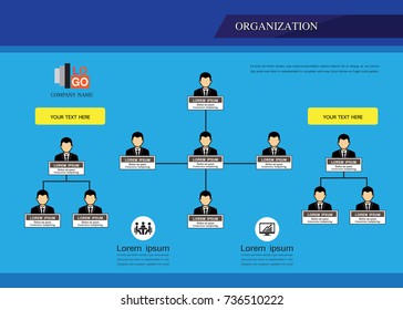 Organization Chart Infographics with People Icon and Abstract Line, Business Structure, Hierarchy of employees, org  Vector Illustration.