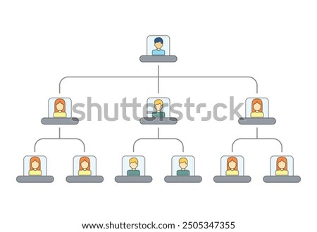 Organization Chart Infographics with People Icon and Abstract Line, Business Structure, Hierarchy of employees, org  Vector Illustration.