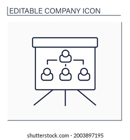 Organization chart line icon. Company internal structure. Divide roles, responsibilities between individuals within an entity.Company concept. Isolated vector illustration. Editable stroke