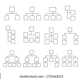 organization chart  on white background. outline icon set.