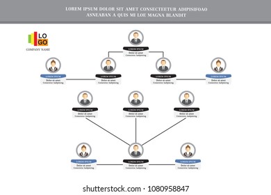 Organization Chart  with People Icon and Abstract Line, Business Structure, Vector Illustration