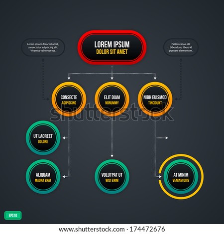 Organization chart with round elements. EPS10.