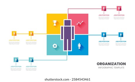 organization chart square venn Infographic template with business avatar icons. vector illustration.