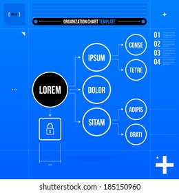 Organization Chart Template In Blueprint Style. EPS10