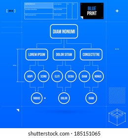 Organization Chart Template In Blueprint Style. EPS10