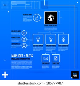 Organization Chart Template In Blueprint Style. EPS10