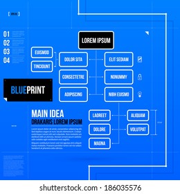 Organization Chart Template In Blueprint Style. EPS10