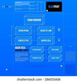 Organization Chart Template In Blueprint Style. EPS10