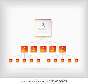 Organization chart template with colorful circles and place for your text.