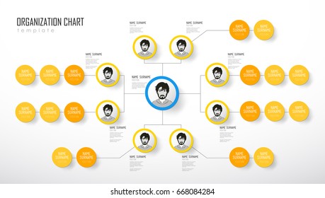 Organization chart template with colorful circles and place for your text.