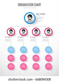 Organization chart template with colorful circles and place for your text.