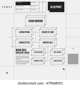 Organization Chart Template In Draft Style. EPS10