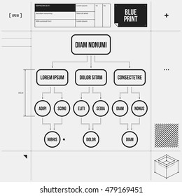 Organization Chart Template In Draft Style. EPS10