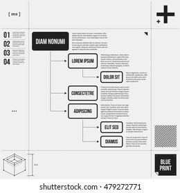 Organization Chart Template In Draft Style. EPS10