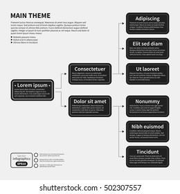 Organization chart template with geometric elements on white background. Useful for science and business presentations.