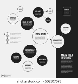 Organization chart template with geometric elements on white background. Useful for science and business presentations.