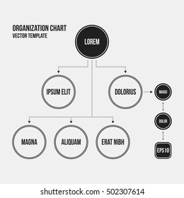 Organization chart template with geometric elements on white background. Useful for science and business presentations.