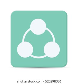 Organization chart template with geometric elements on green background. Useful for science and business presentations.