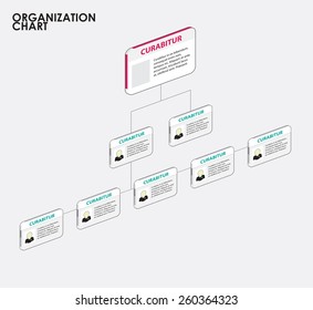 Infográficos de modelo de organograma com ilustração tree. vetor